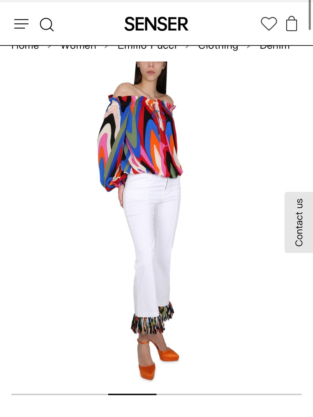 Emilio Pucci White Jean Trousers with Fringe Detail